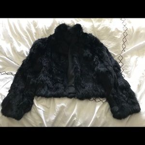 Adrienne Landau Black rabbit fur jacket